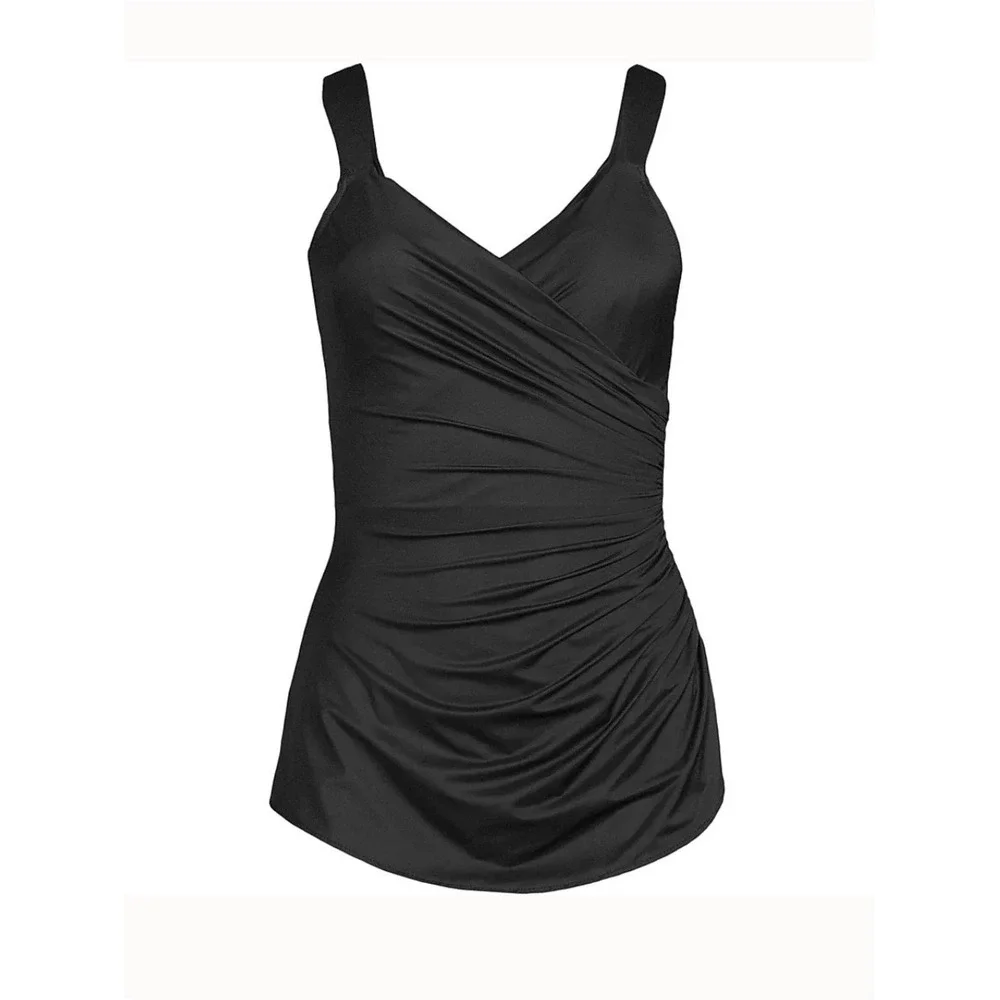 LANDS' END SlenderSuit One Piece Swimsuit 6P NEW Skirted Low Leg UPF Black Beach